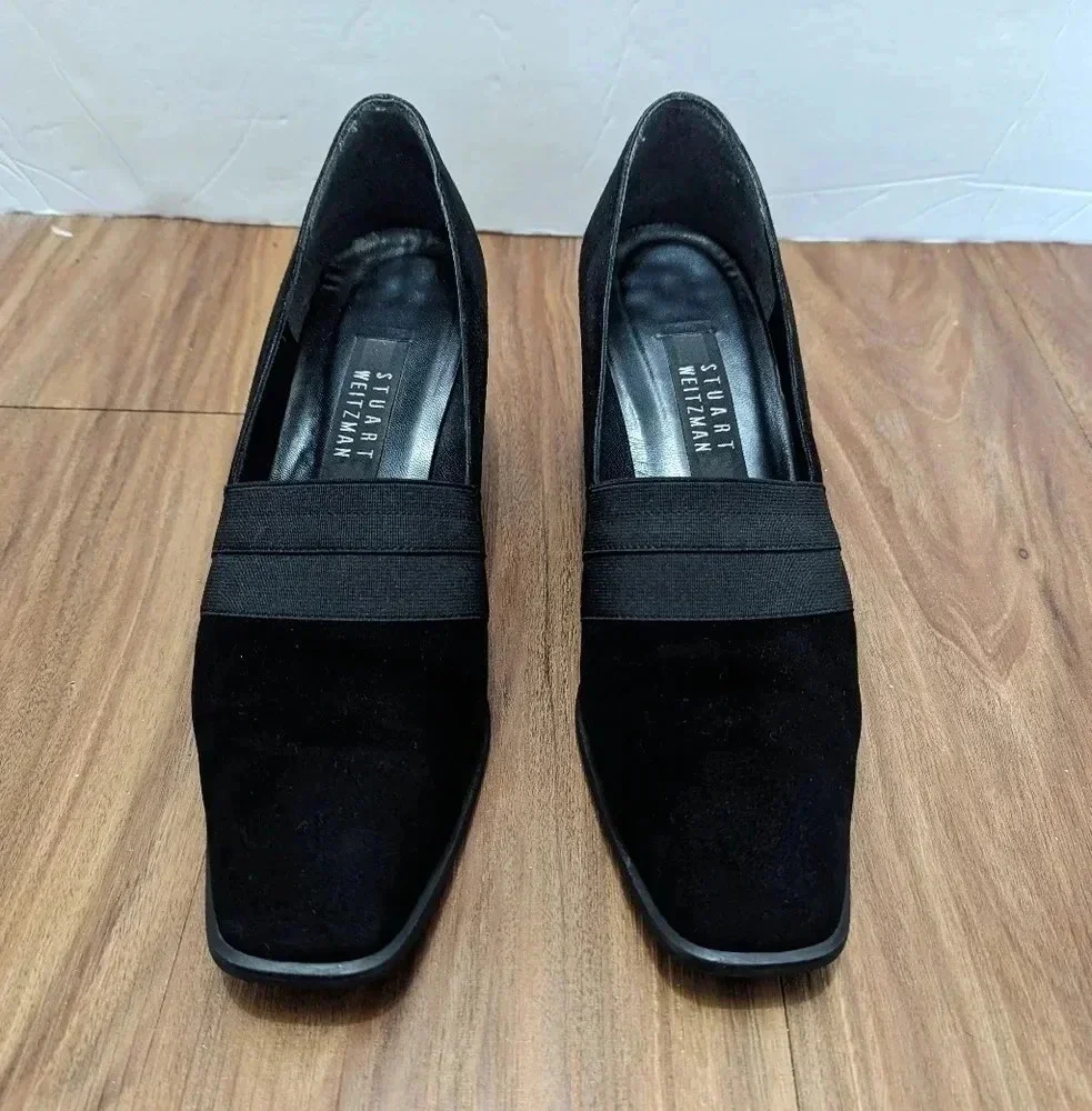 Stuart Weitzman Suede Pump Shoes Women’s Size 9B Black Clog Heel 2W451469 - Picture 2 of 11